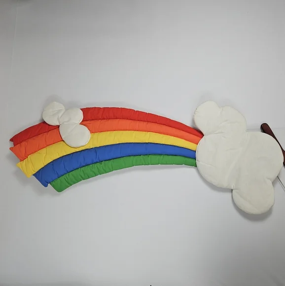 80’s Wooltex Quilted Fabric Rainbow with Clouds / Rainbow Brite